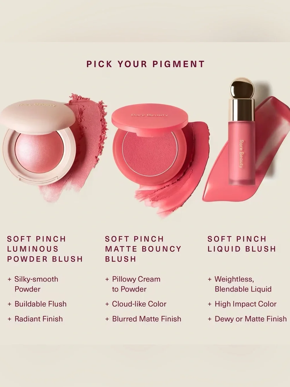 Rare Beauty Faith Soft Pinch Liquid Blush- matte deep berry, pigmented, vegan